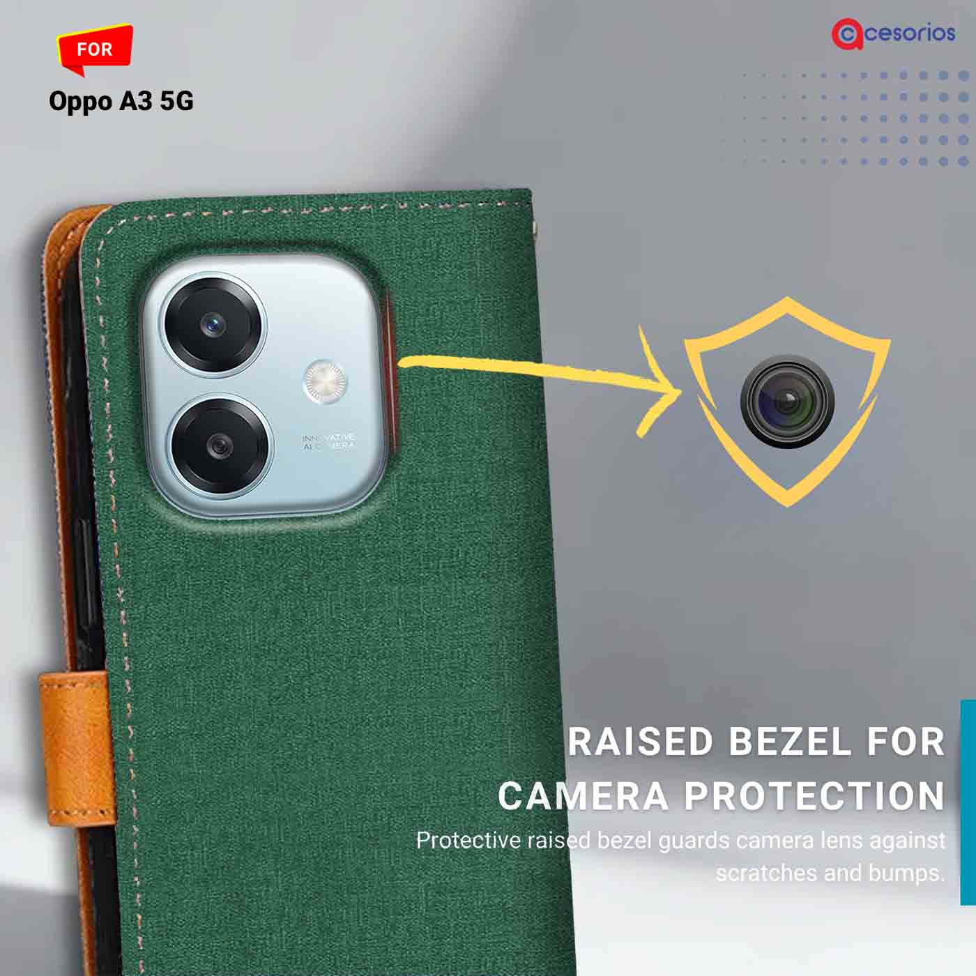 Canvas & Suede back panel — Oppo A3 5G in Green mobile case