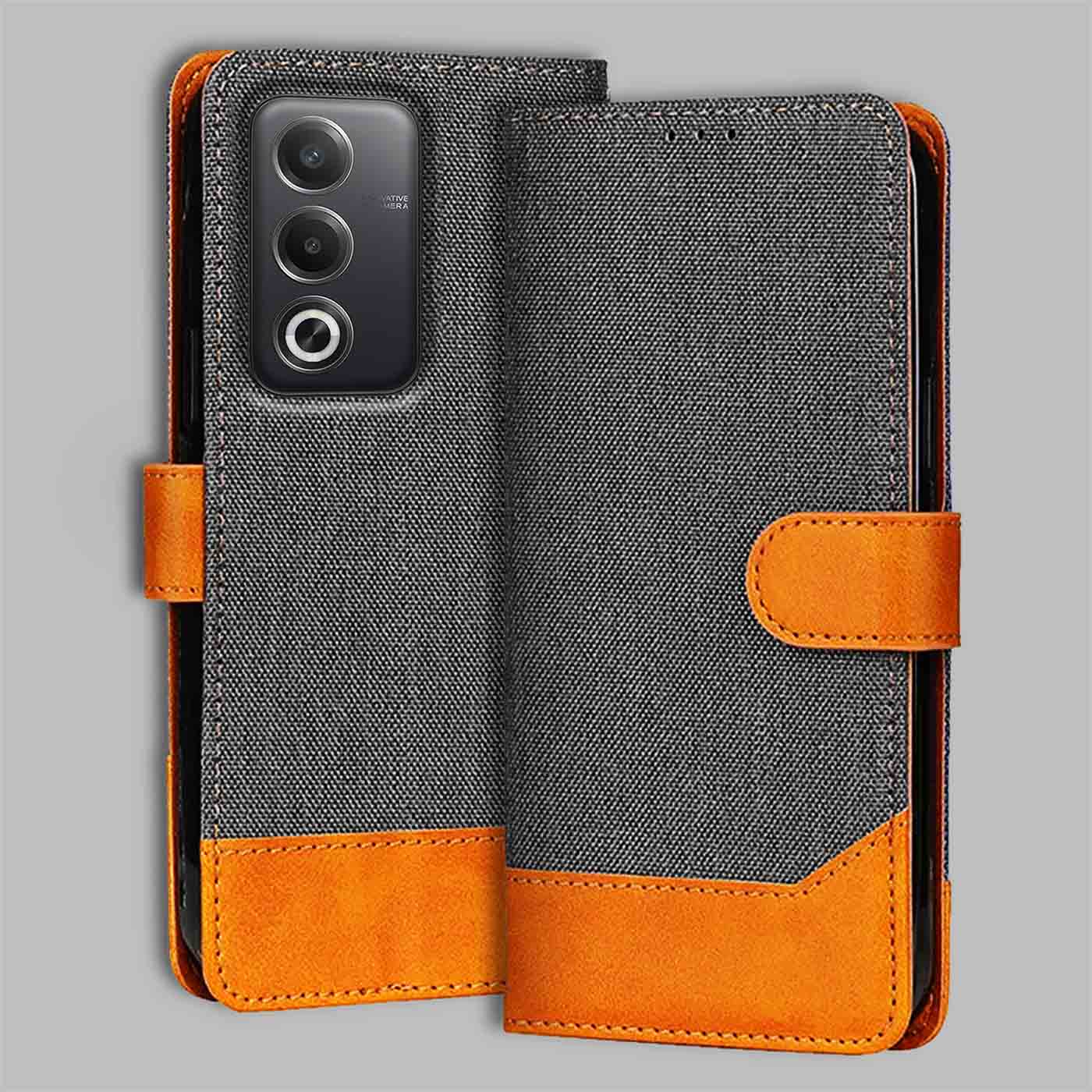 Accesorios Oppo A3 Pro 5G denim flip cover – Grey – Image 1 #color_