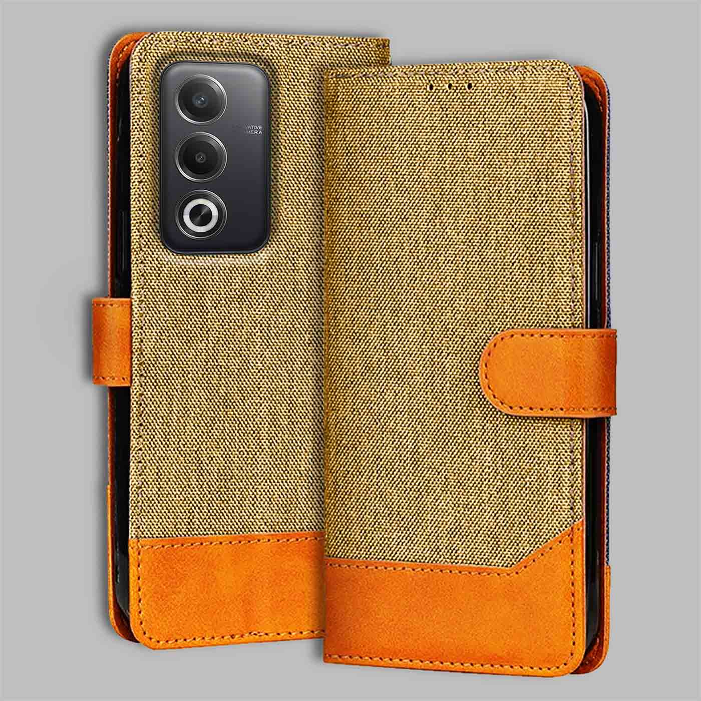 Accesorios Oppo A3 Pro 5G denim flip cover – Light Brown – Image 1 #color_light b