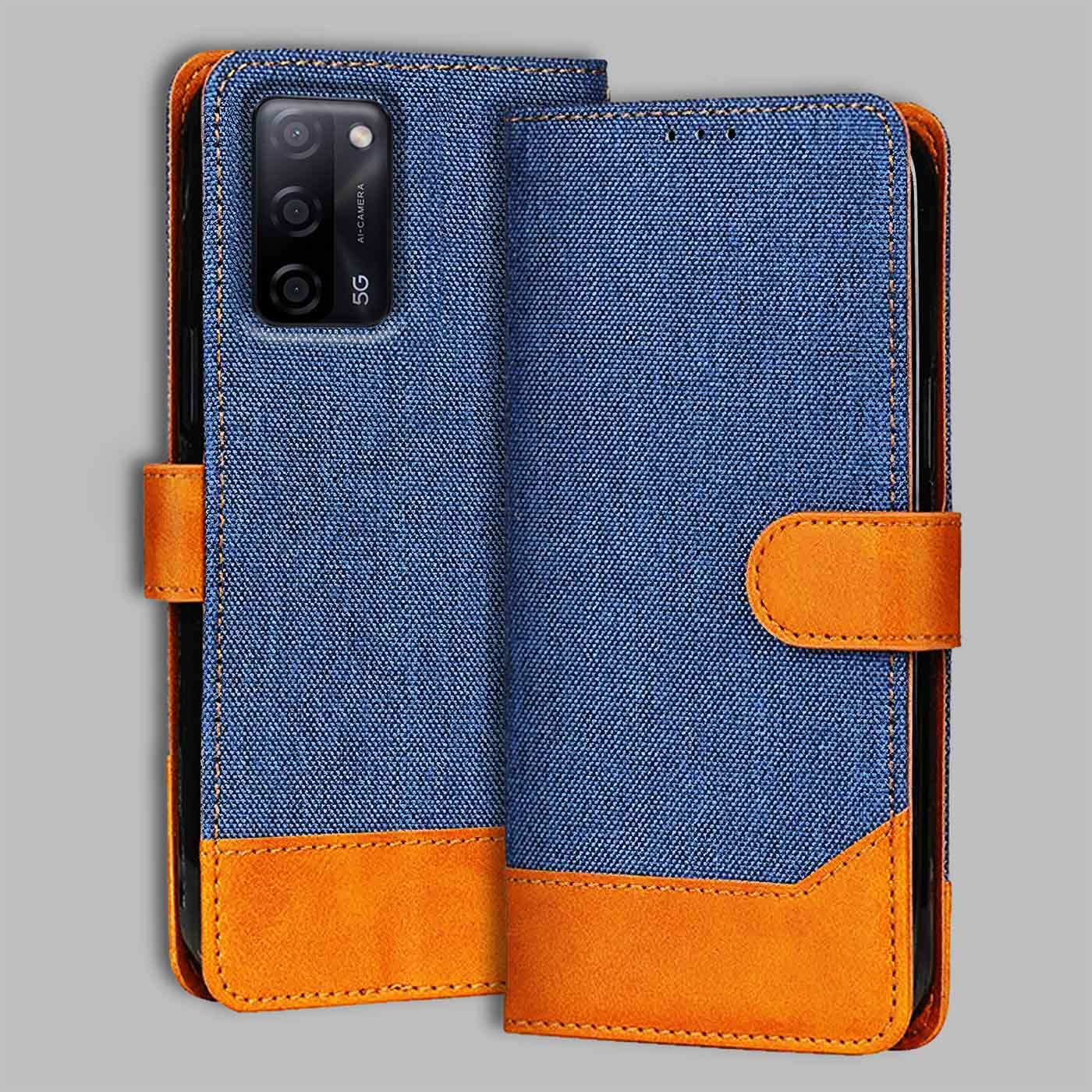 Accesorios Oppo A53S denim flip cover – Blue – Image 1 #color_