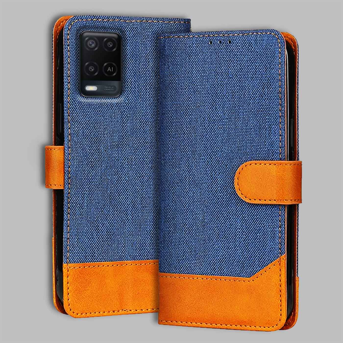Accesorios Oppo A54 denim flip cover – Blue – Image 1 #color_