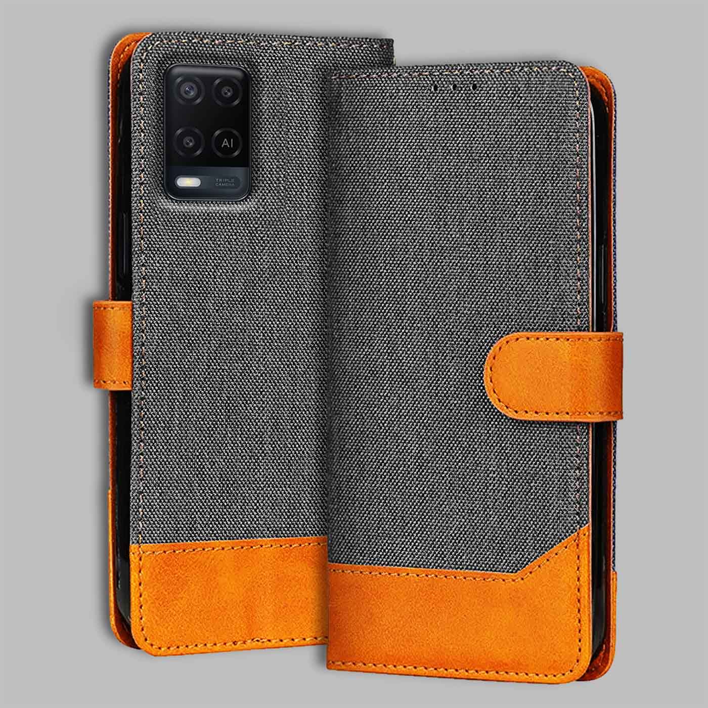 Accesorios Oppo A54 denim flip cover – Grey – Image 1 #color_