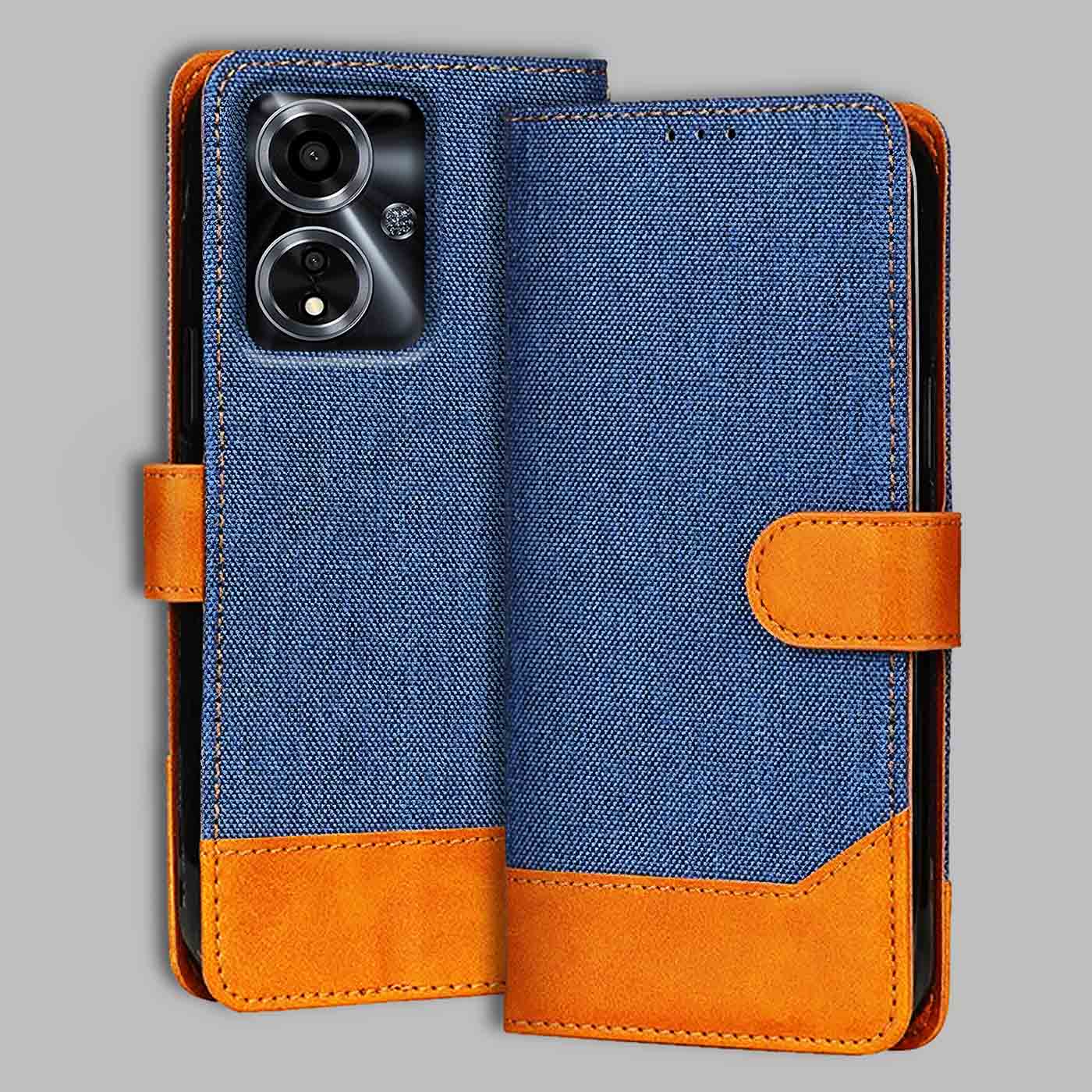 Accesorios Oppo A59 5G denim flip cover – Blue – Image 1 #color_