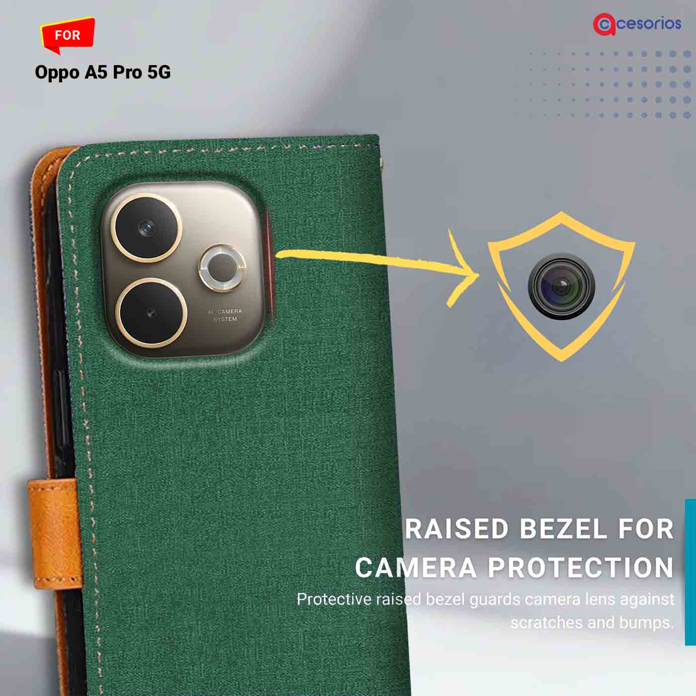 Canvas & Suede back panel — Oppo A5 Pro 5G in Green mobile case