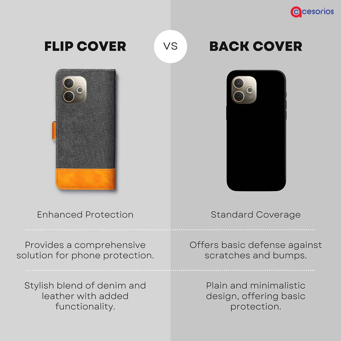 Accesorios Oppo A5 Pro 5G denim flip cover – Grey – Image 8 #color_