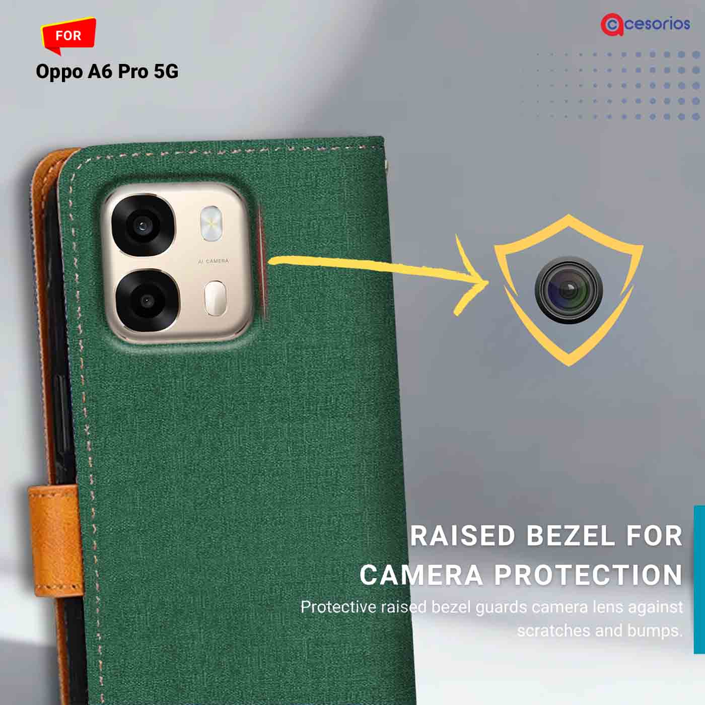 Canvas & Suede back panel — Oppo A6 Pro 5G in Green mobile case