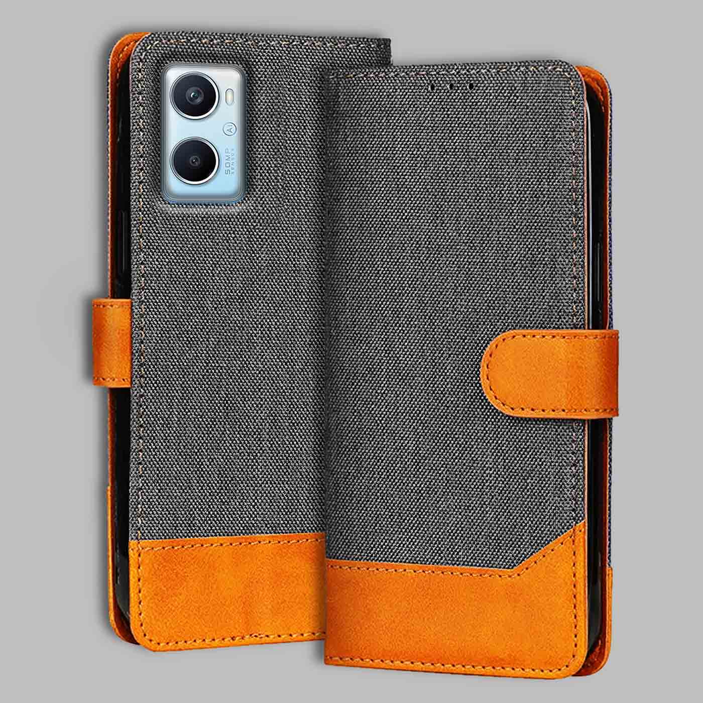 Accesorios Oppo A96 denim flip cover – Grey – Image 1 #color_