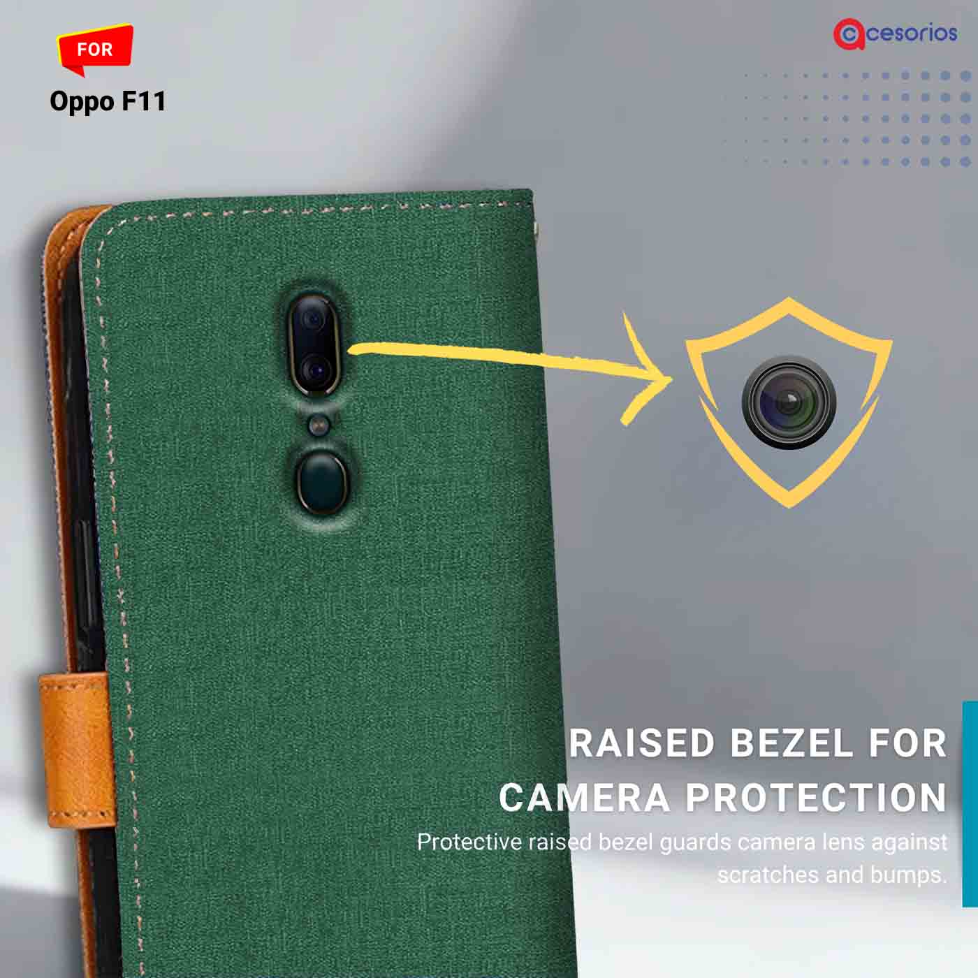 Canvas & Suede back panel — Oppo F11 in Green mobile case