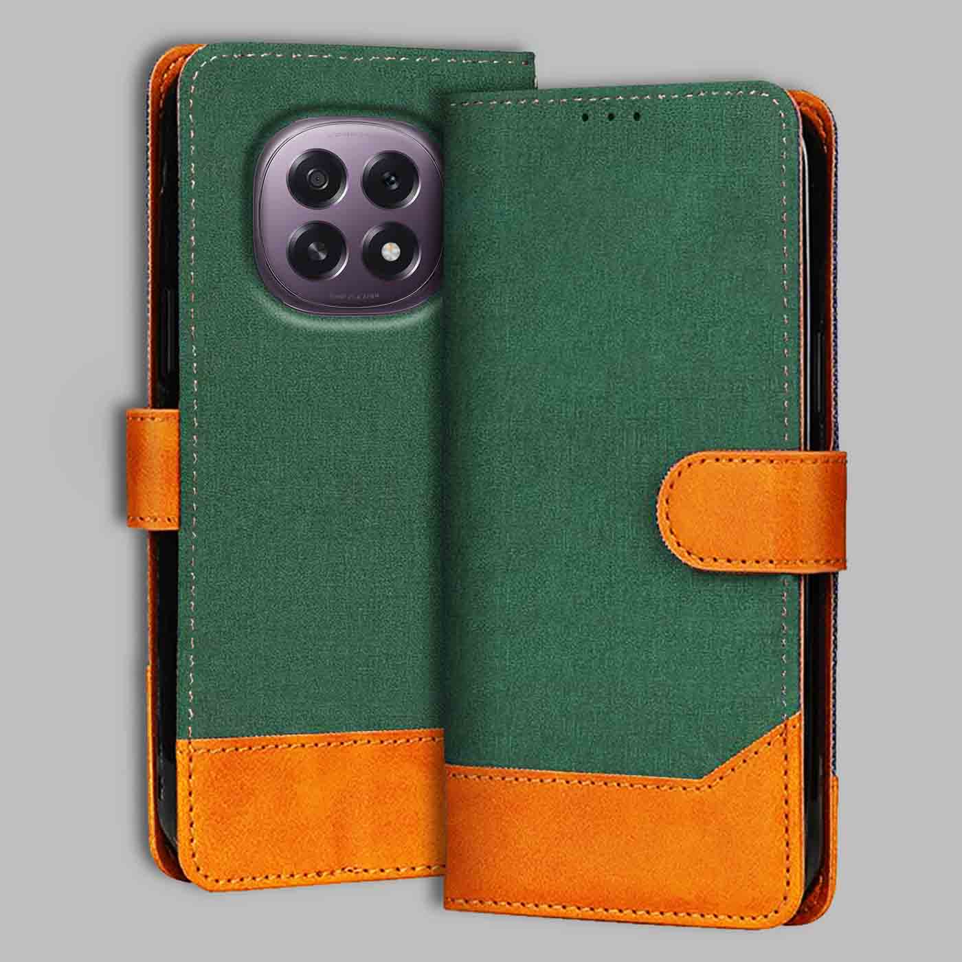 Oppo F29 5G flip cover in Green — front view by Accesorios
