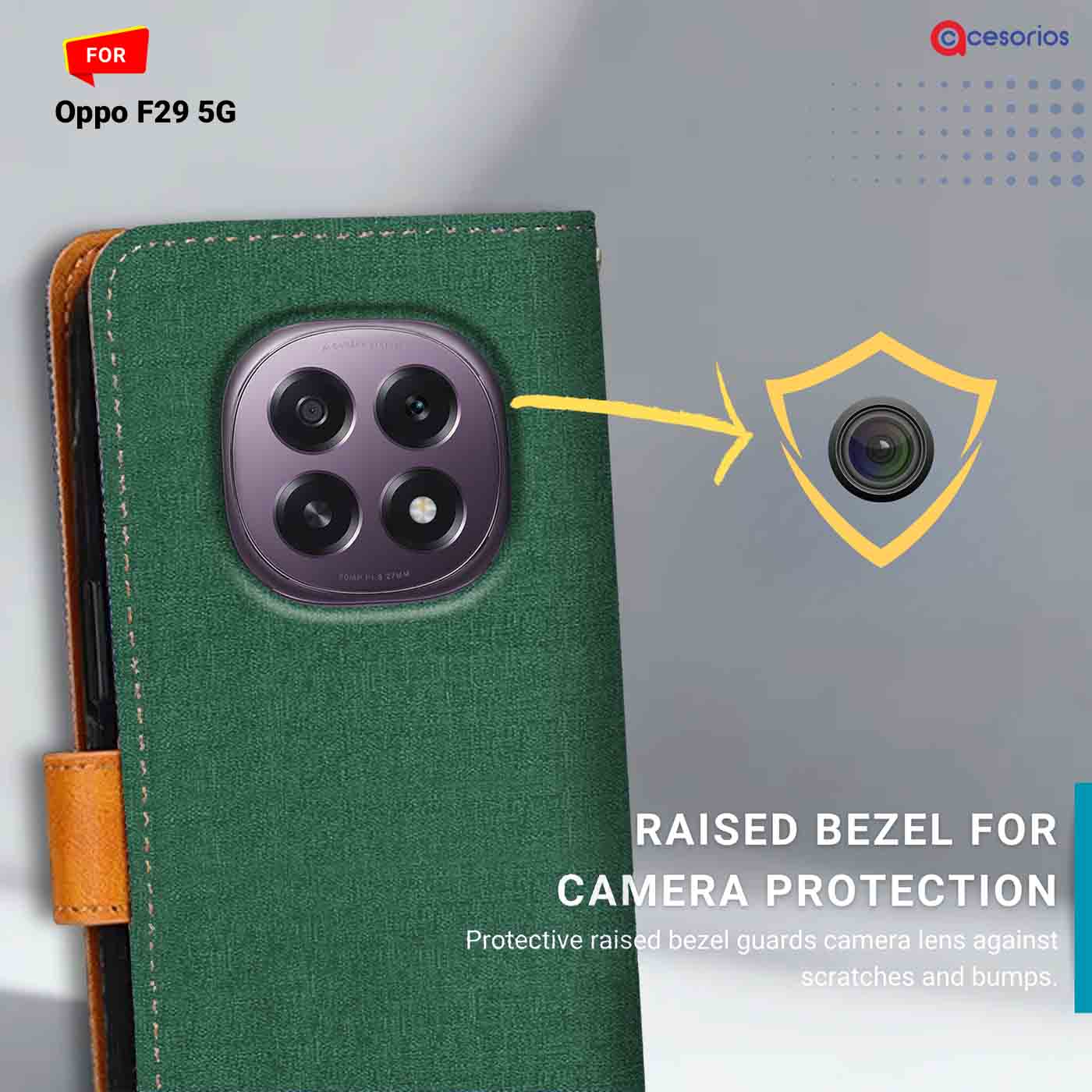 Canvas & Suede back panel — Oppo F29 5G in Green mobile case