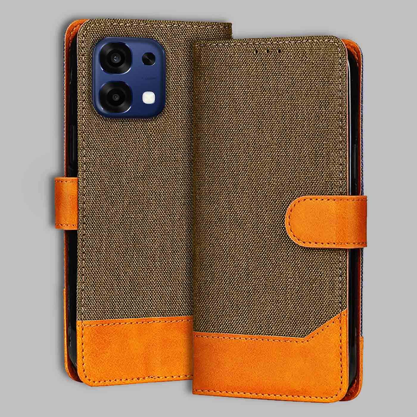 Accesorios Oppo F31 5G denim flip cover – Dark Brown – Image 1 #color_dark b