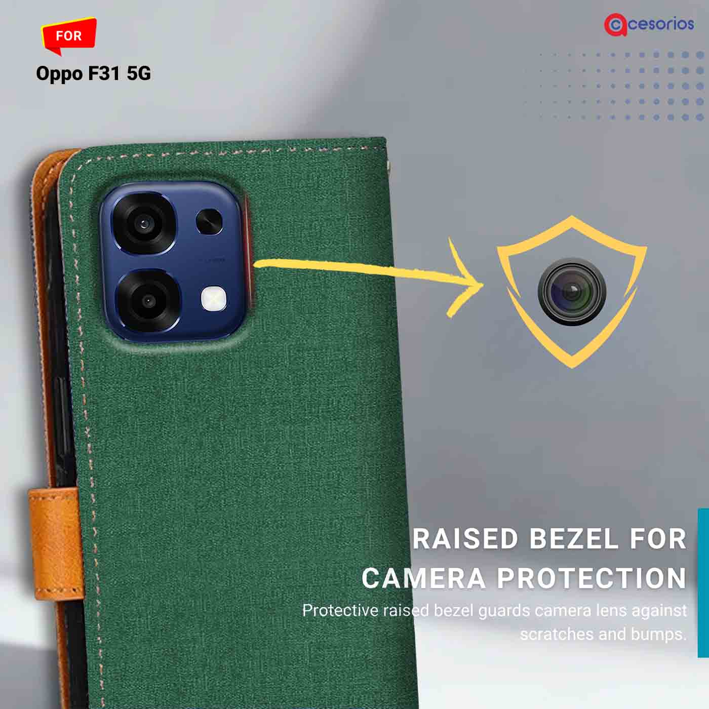Canvas & Suede back panel — Oppo F31 5G in Green mobile case