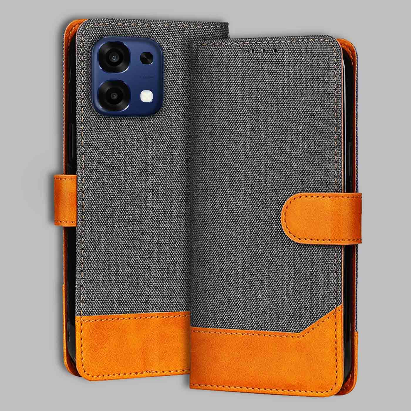Accesorios Oppo F31 5G denim flip cover – Grey – Image 1 #color_