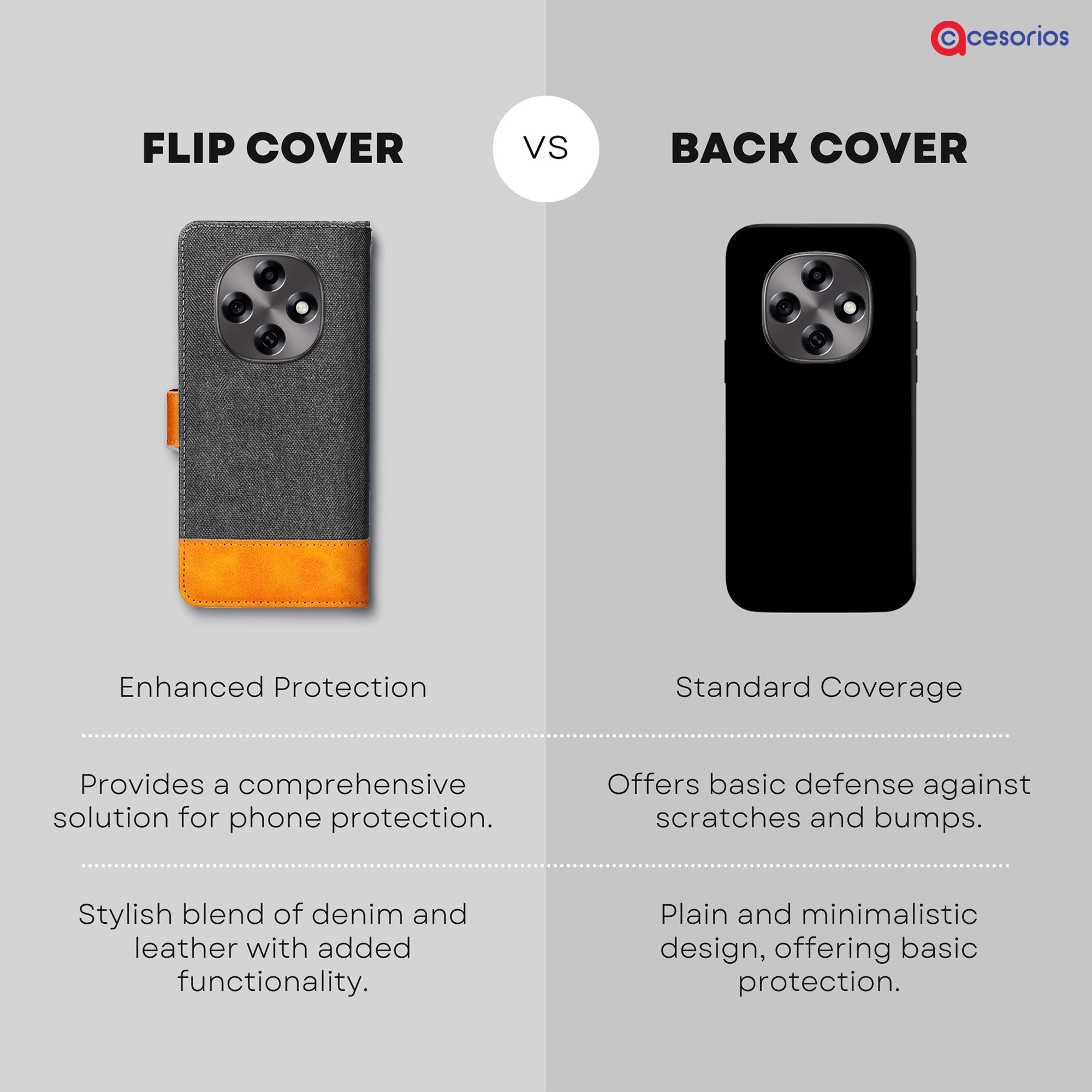 Accesorios Oppo F31 Pro 5G denim flip cover – Grey – Image 8 #color_