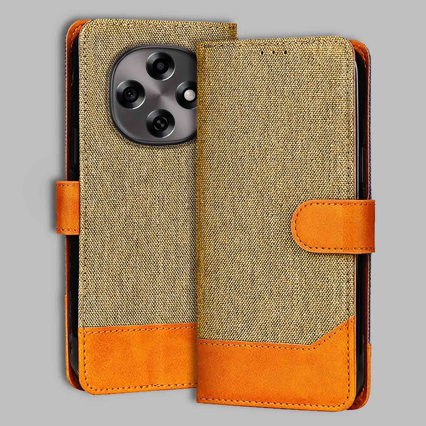 Accesorios Oppo F31 Pro 5G denim flip cover – Light Brown – Image 1 #color_light b