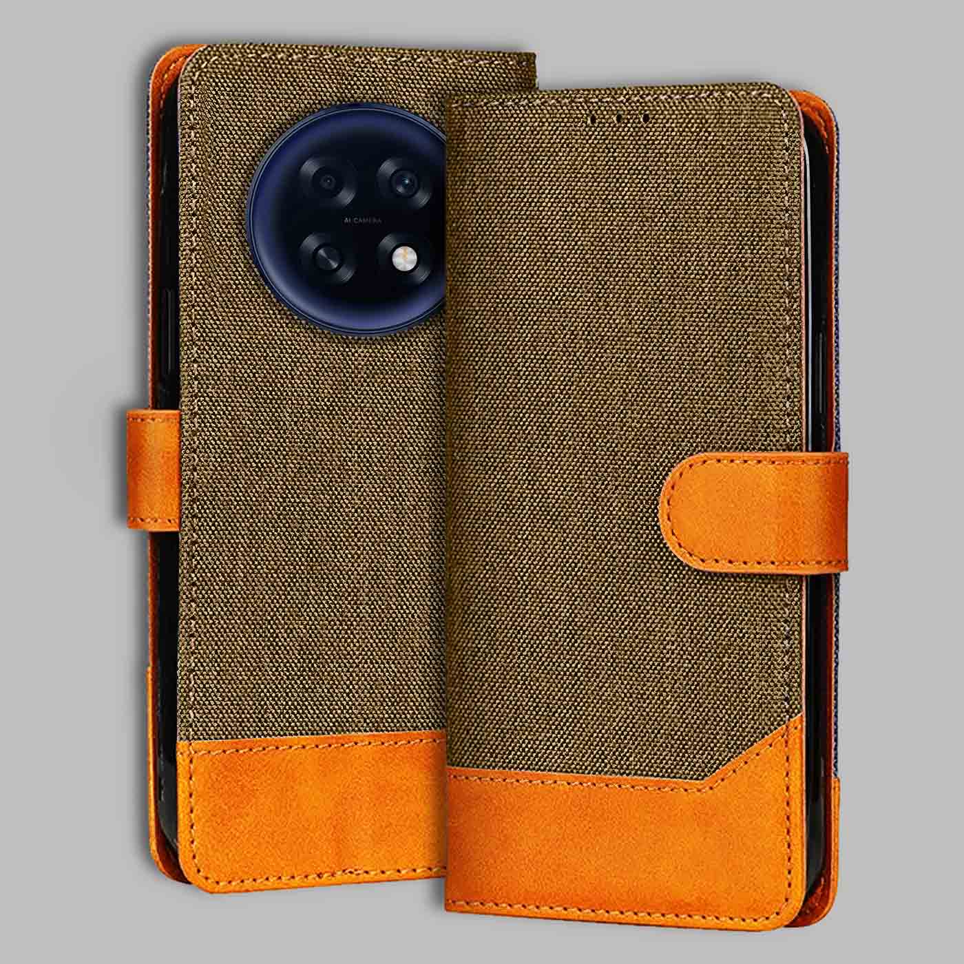 Accesorios Oppo F31 Pro Plus 5G denim flip cover – Dark Brown – Image 1 #color_dark b