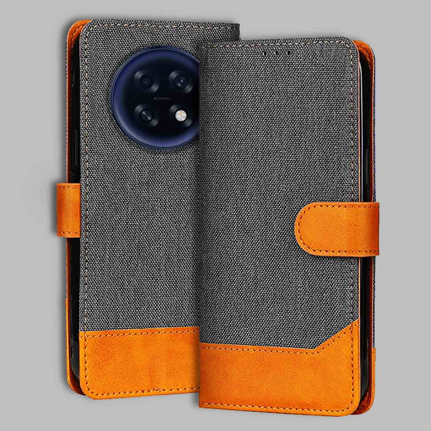 Accesorios Oppo F31 Pro Plus 5G denim flip cover – Grey – Image 1 #color_