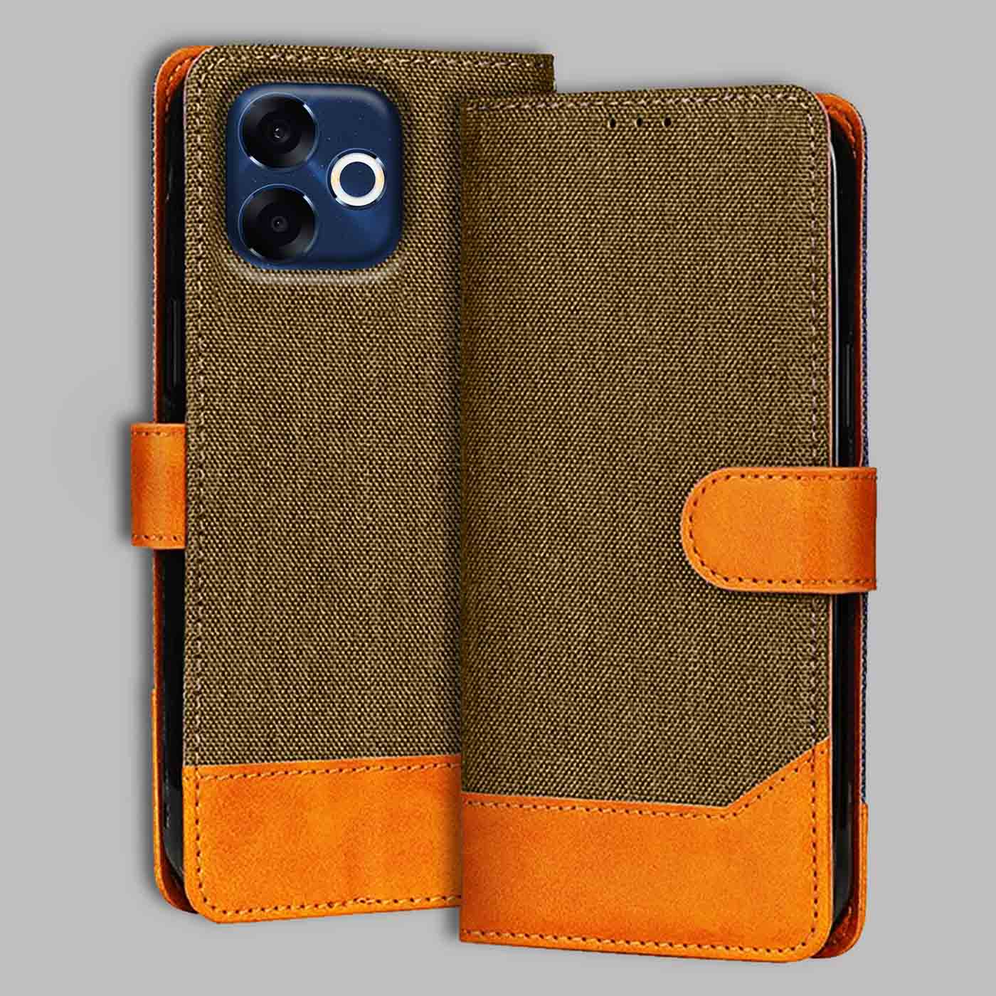 Oppo F33 Pro 5G flip cover in Brown — front view by Accesorios