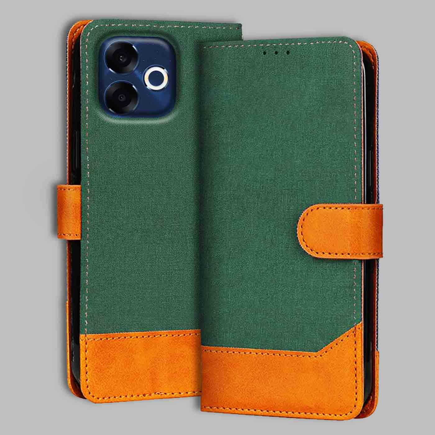 Oppo F33 Pro 5G flip cover in Forest Green — front view by Accesorios