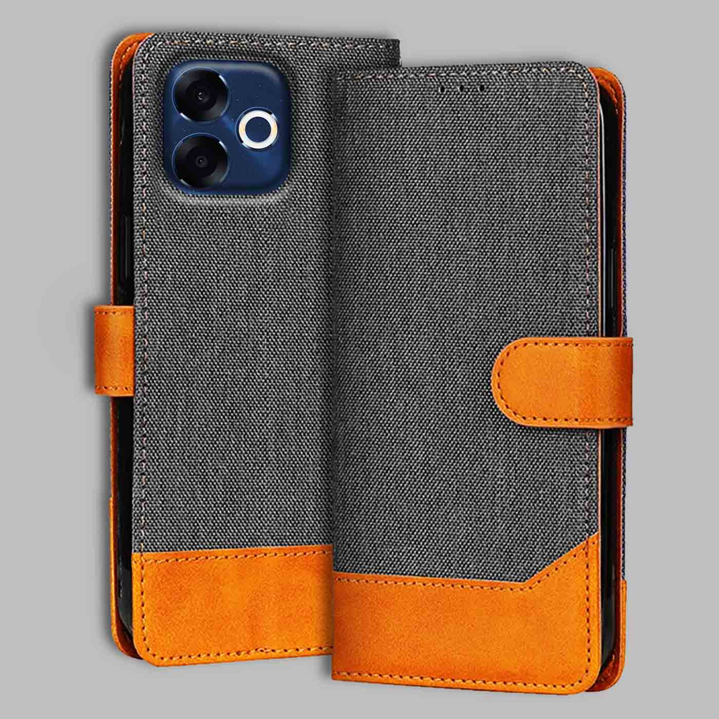 Oppo F33 Pro 5G flip cover in Grey — front view by Accesorios
