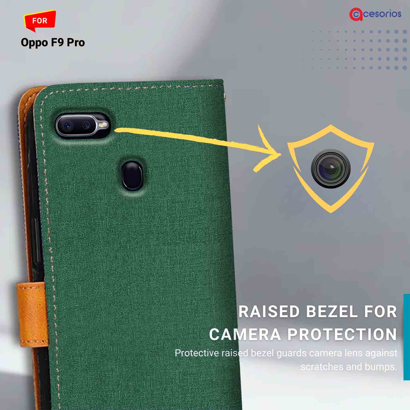 Canvas & Suede back panel — Oppo F9 Pro in Green mobile case