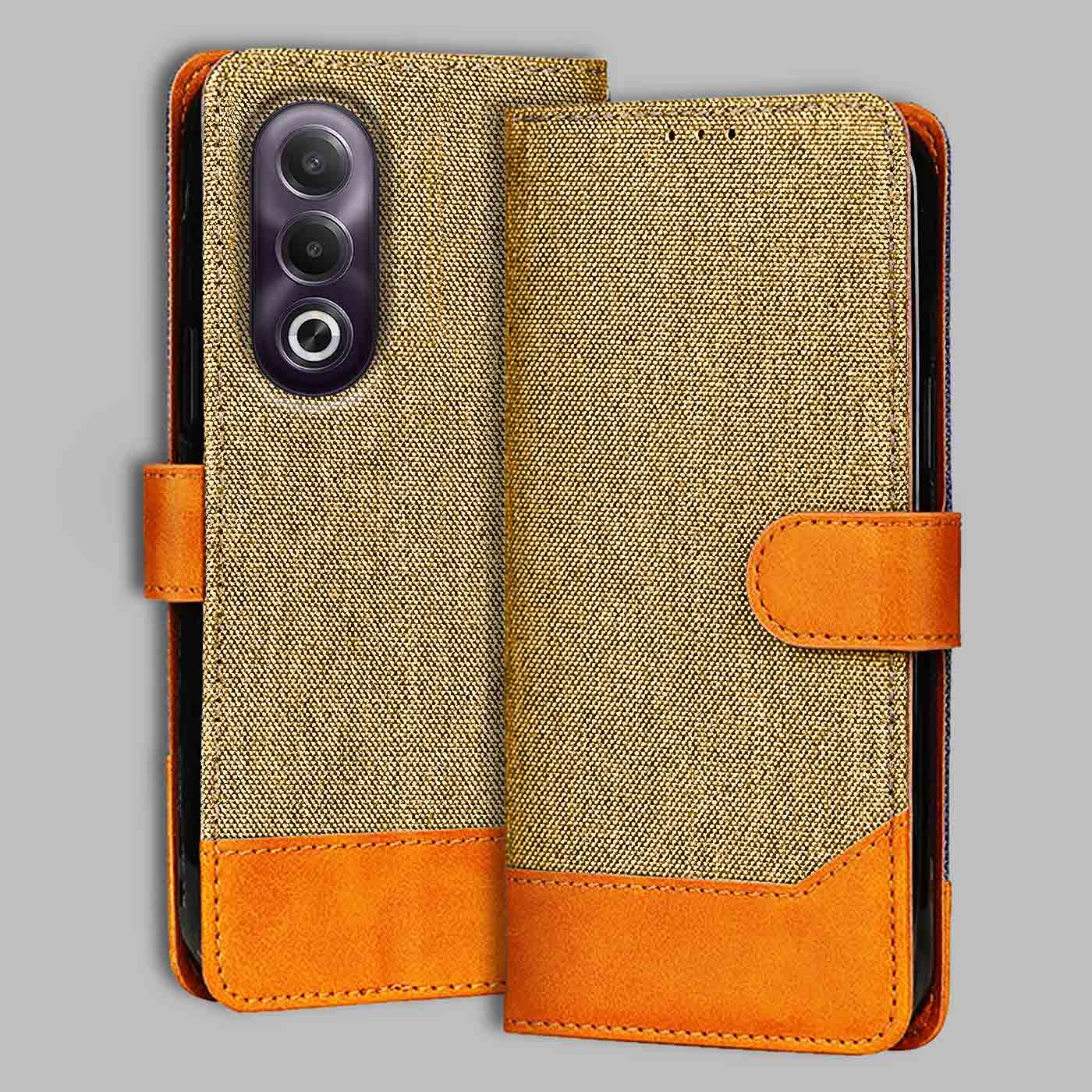 Accesorios Oppo K12X 5G denim flip cover – Light Brown – Image 1 #color_light b