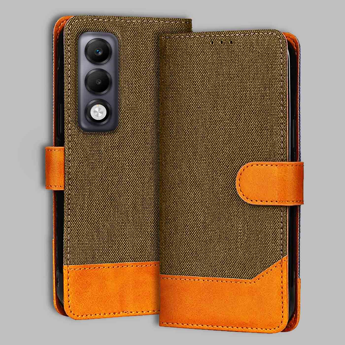 Accesorios Oppo K13X 5G denim flip cover – Dark Brown – Image 1 #color_dark b