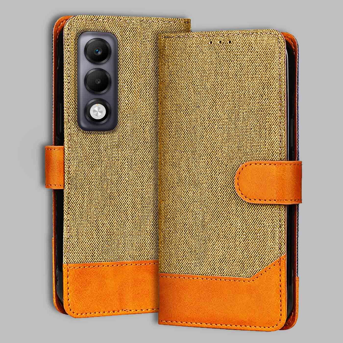 Accesorios Oppo K13X 5G denim flip cover – Light Brown – Image 1 #color_light b