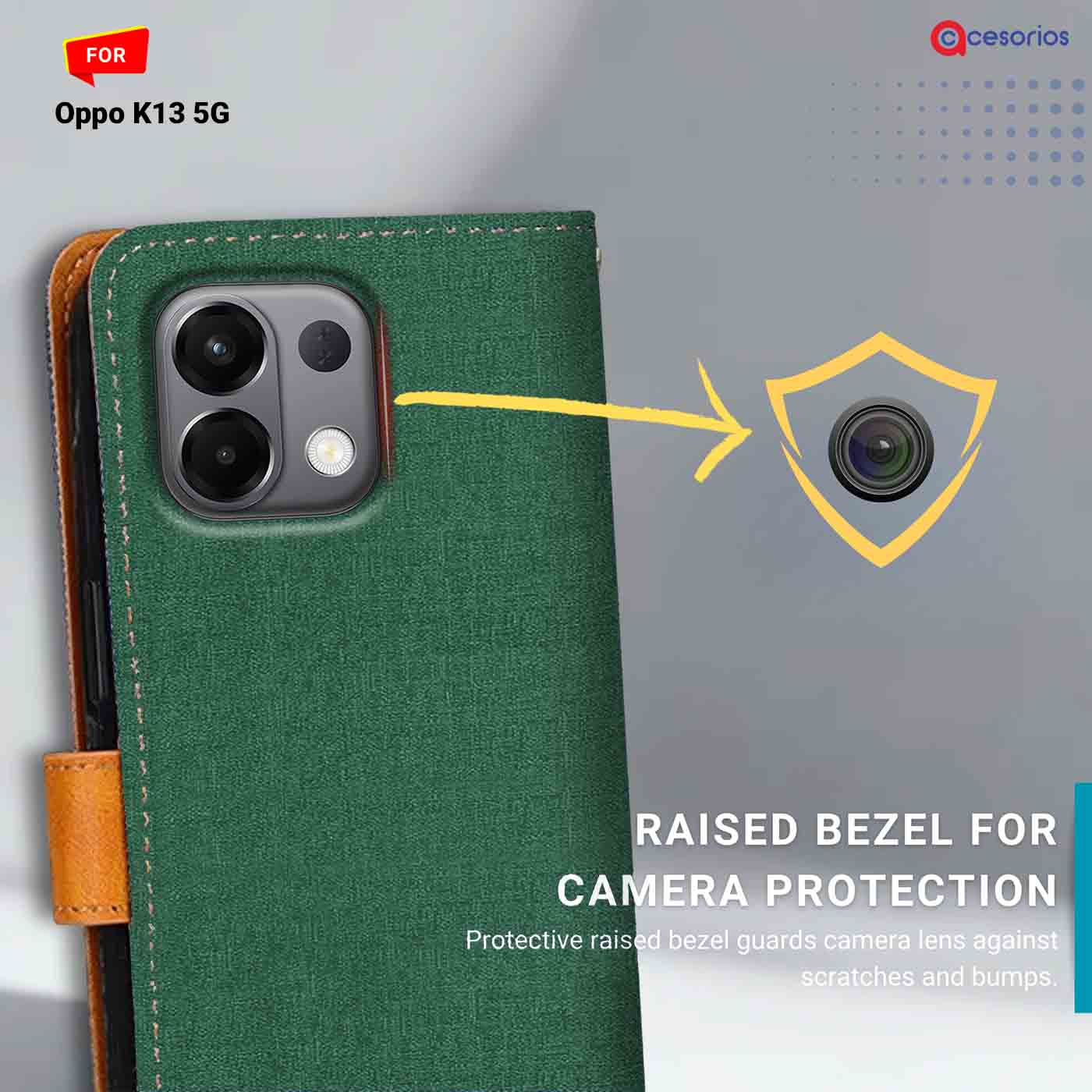 Canvas & Suede back panel — Oppo K13 5G in Green mobile case