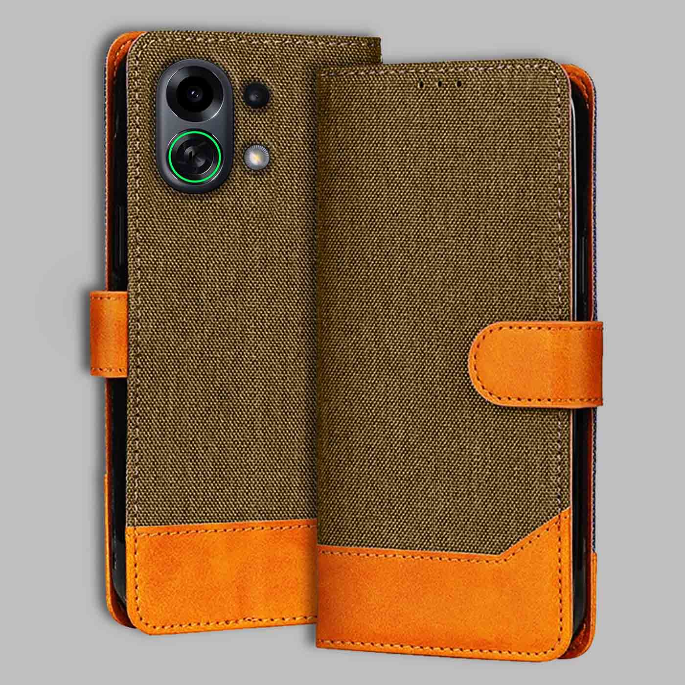 Accesorios Oppo K13 Turbo 5G denim flip cover – Dark Brown – Image 1 #color_dark b