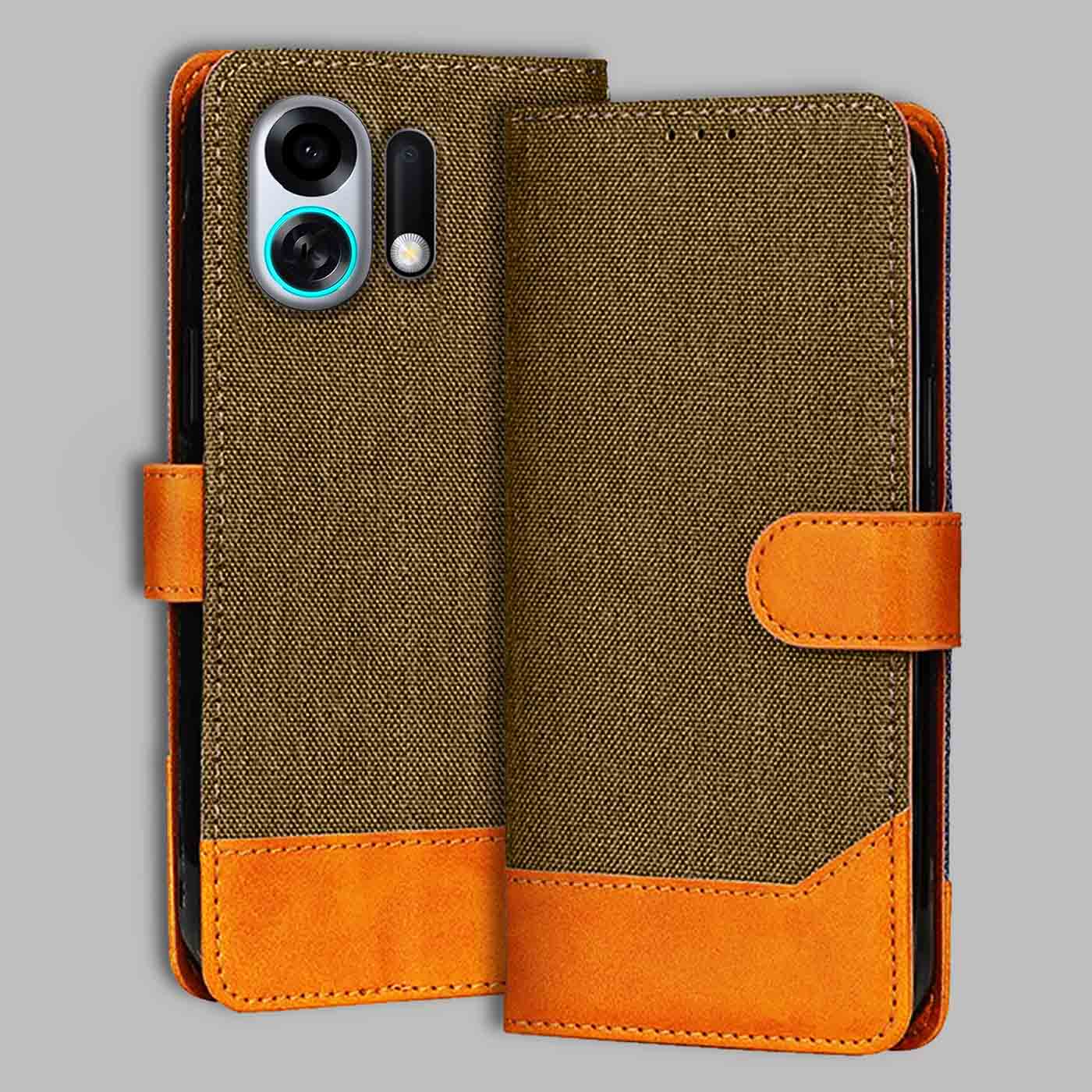 Accesorios Oppo K13 Turbo Pro 5G denim flip cover – Dark Brown – Image 1 #color_dark b