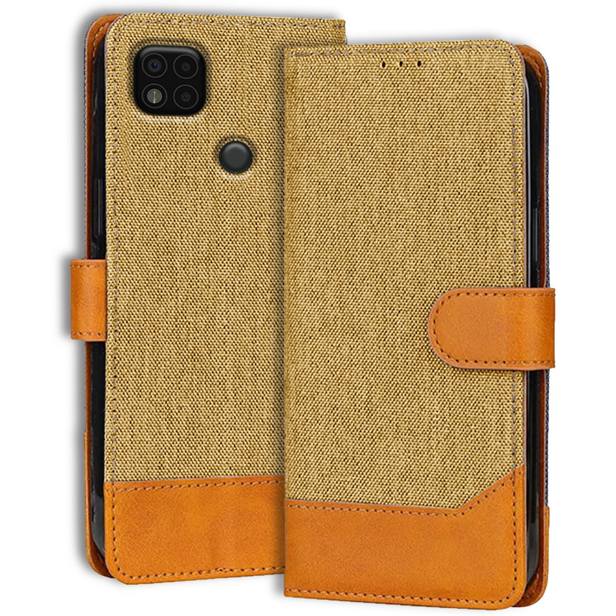 Accesorios Poco C31 denim flip cover – Light Brown – Image 1 #color_light brown