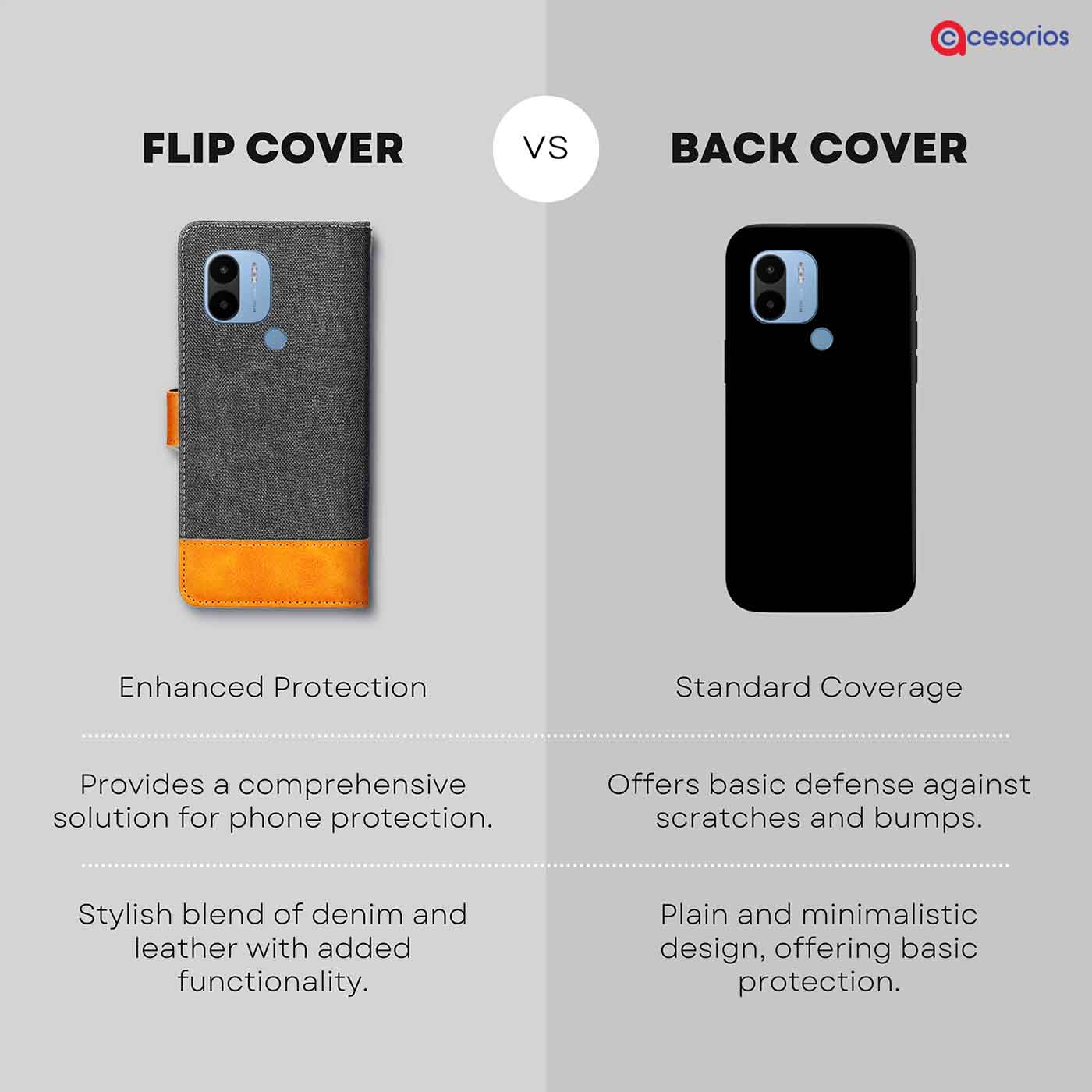 Accesorios Poco C50 denim flip cover – Grey – Image 8 #color_