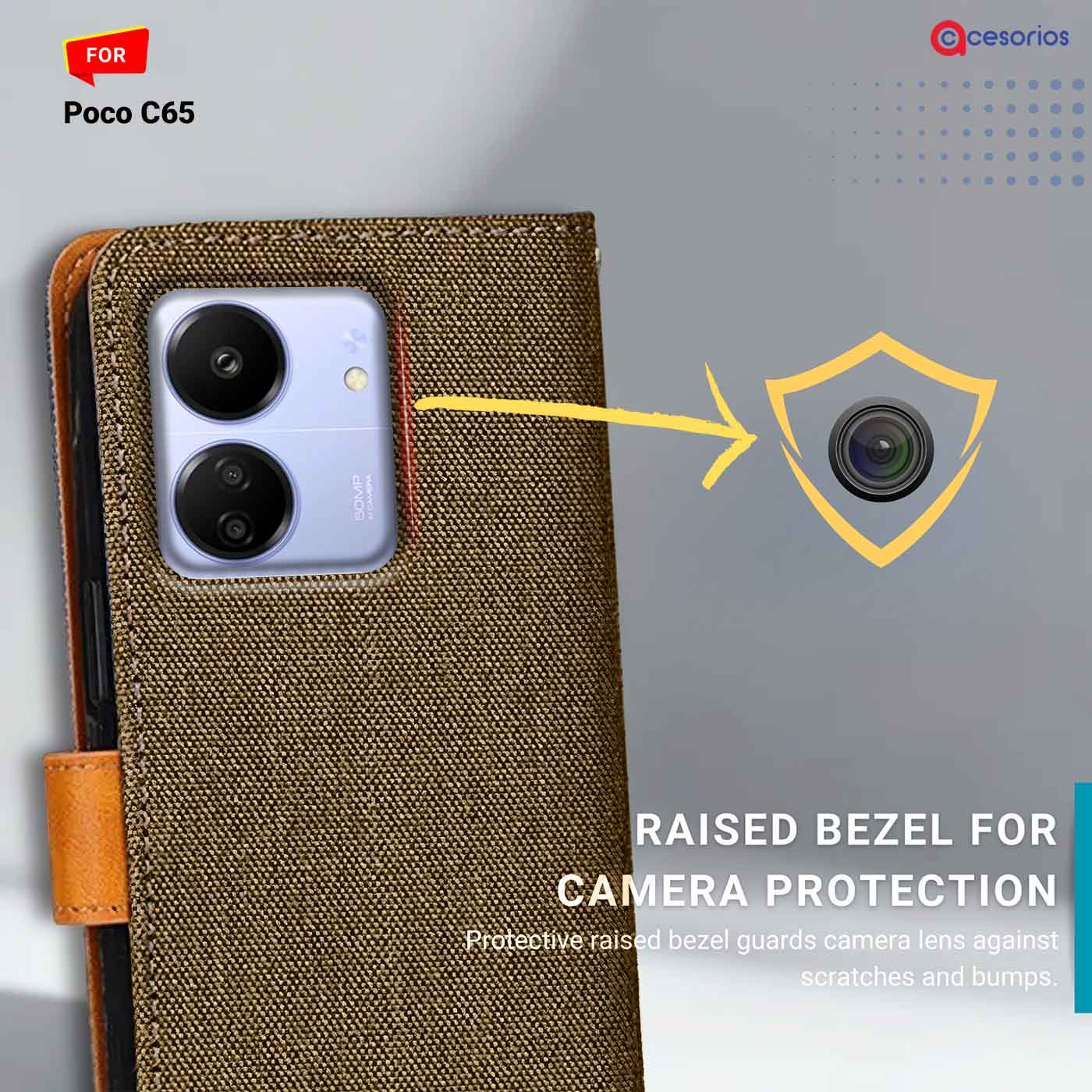 Accesorios Poco C65 denim flip cover – Dark Brown – Image 2 #color_dark b