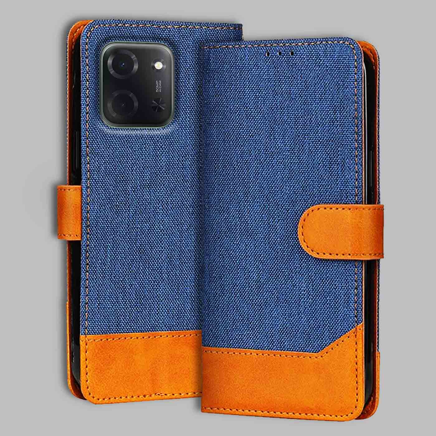 Poco C85 5G flip cover in Blue — front view by Accesorios