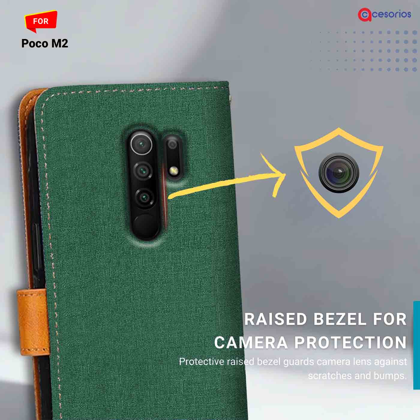 Canvas & Suede back panel — Poco M2 in Green mobile case