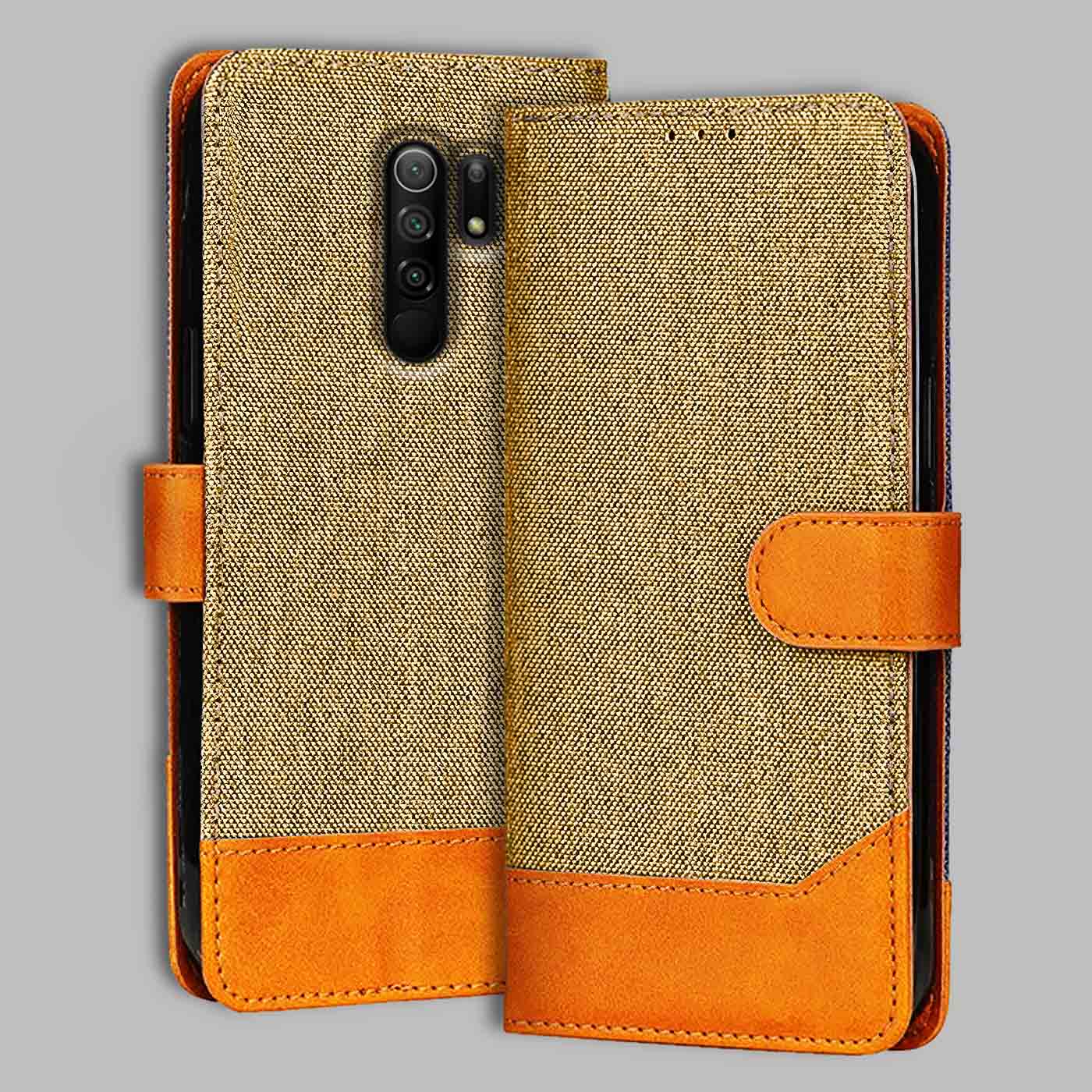 Accesorios Poco M2 denim flip cover – Light Brown – Image 1 #color_light b