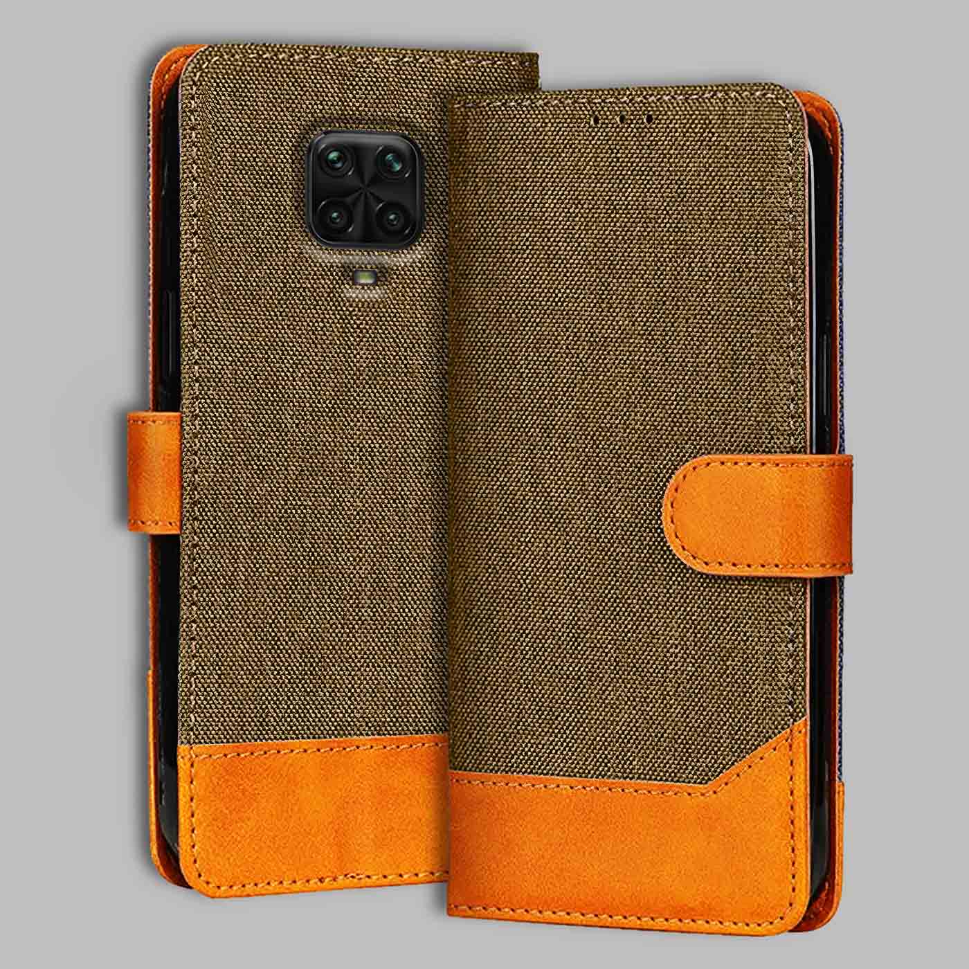 Accesorios Poco M2 Pro denim flip cover – Dark Brown – Image 1 #color_dark b