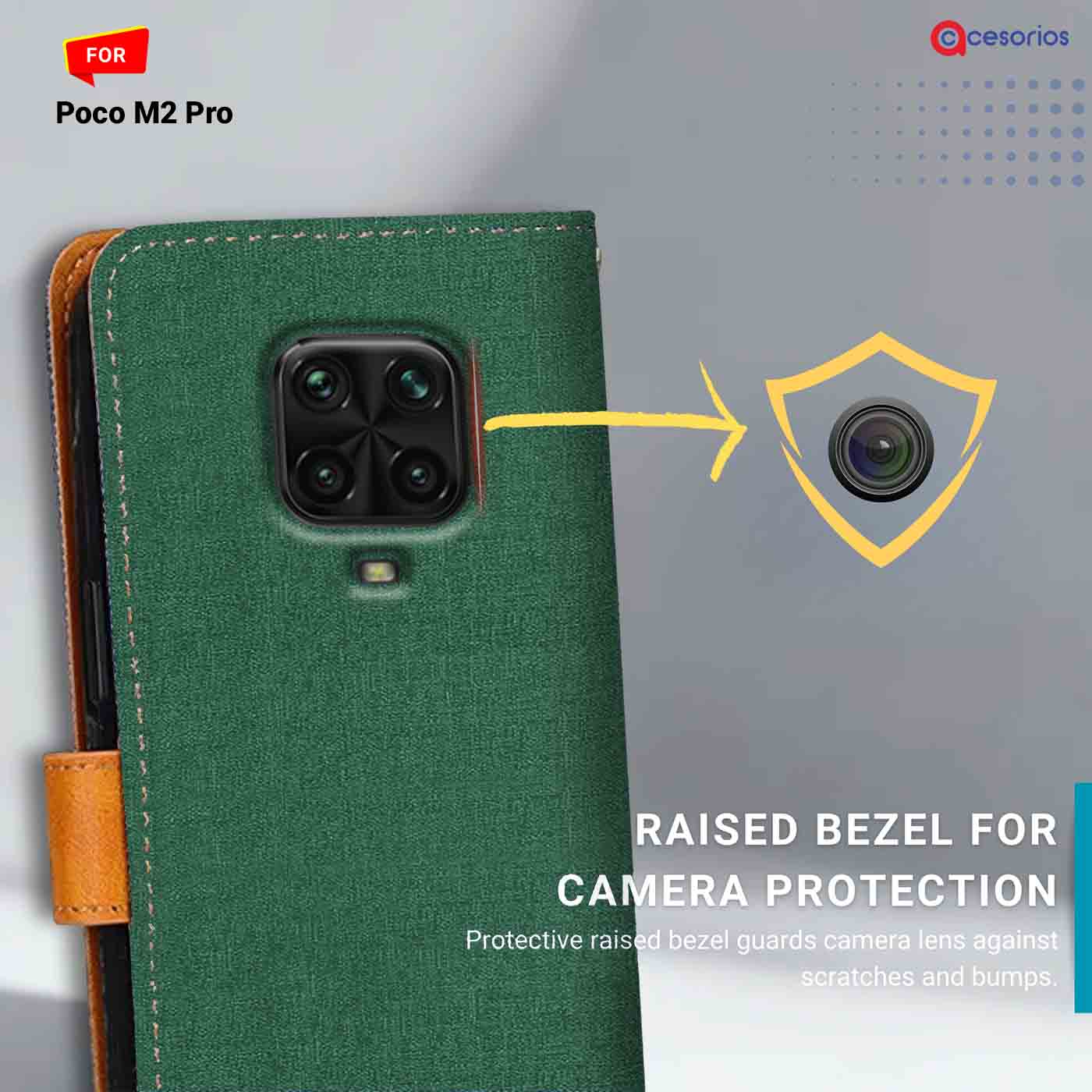 Canvas & Suede back panel — Poco M2 Pro in Green mobile case
