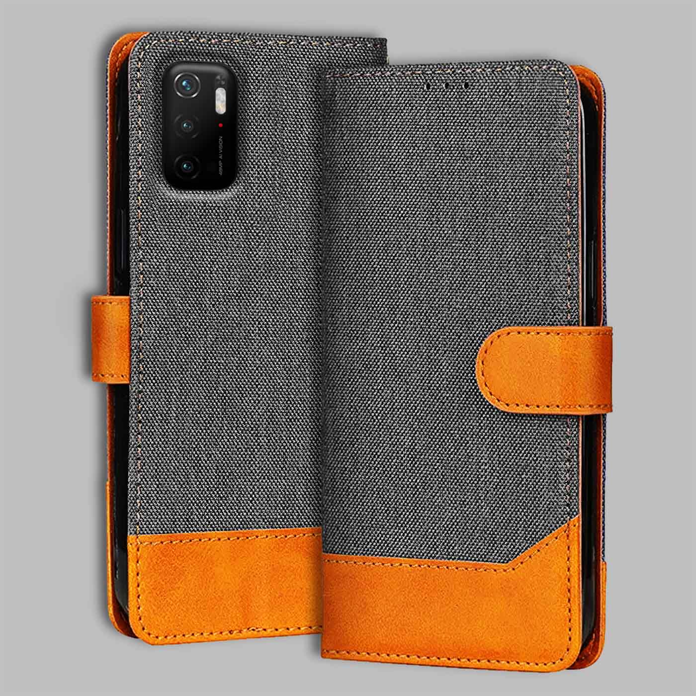 Accesorios Poco M3 Pro denim flip cover – Grey – Image 1 #color_