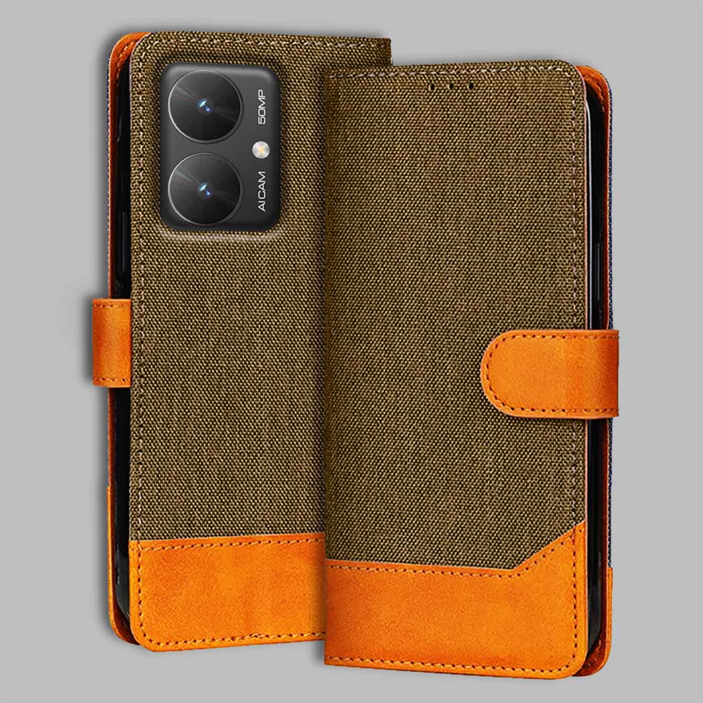 Accesorios Poco M6 5G denim flip cover – Dark Brown – Image 1 #color_dark b