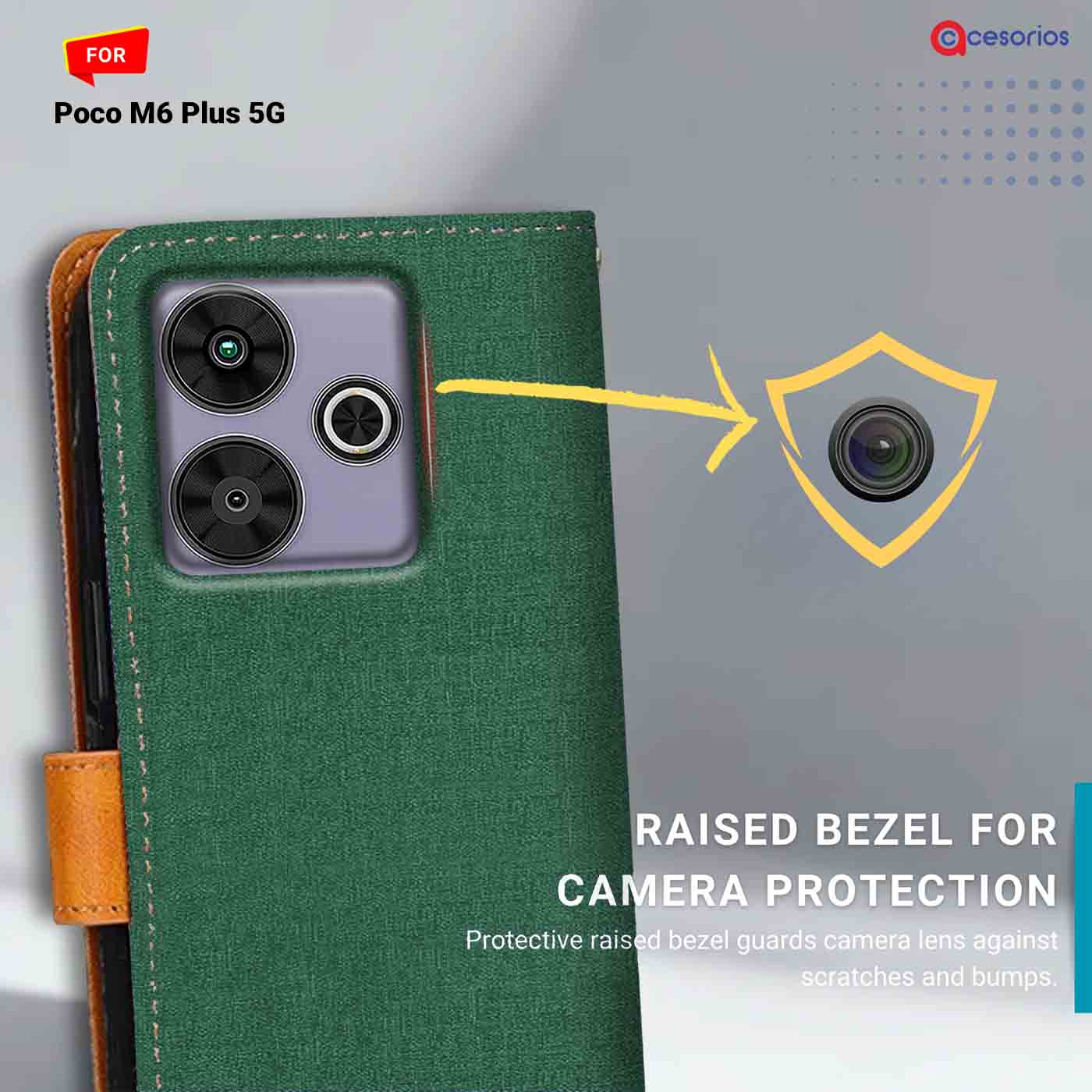 Canvas & Suede back panel — Poco M6 Plus 5G in Green mobile case