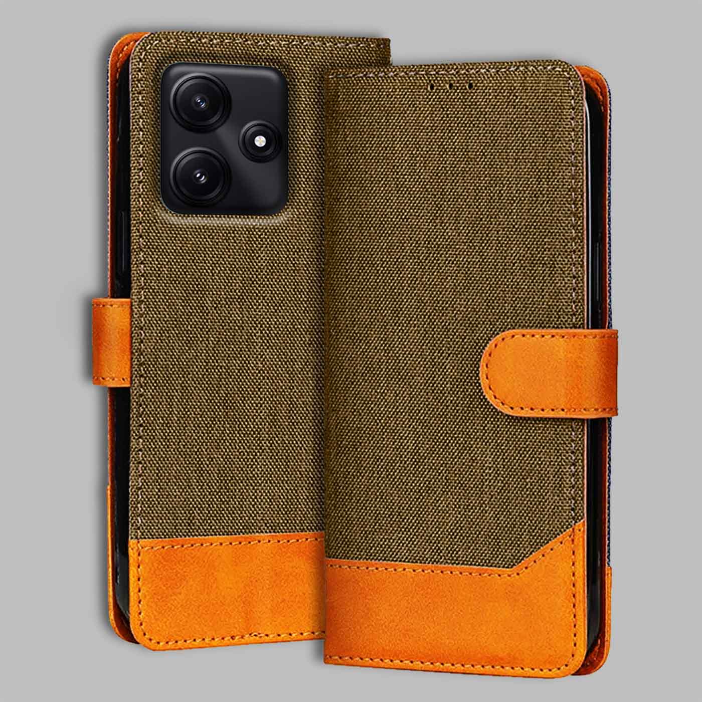 Accesorios Poco M6 Pro denim flip cover – Dark Brown – Image 1 #color_dark b