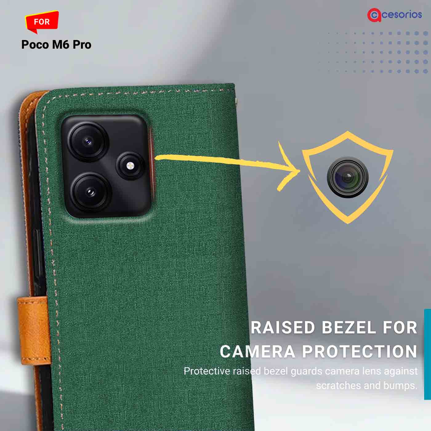 Canvas & Suede back panel — Poco M6 Pro 5G in Green mobile case