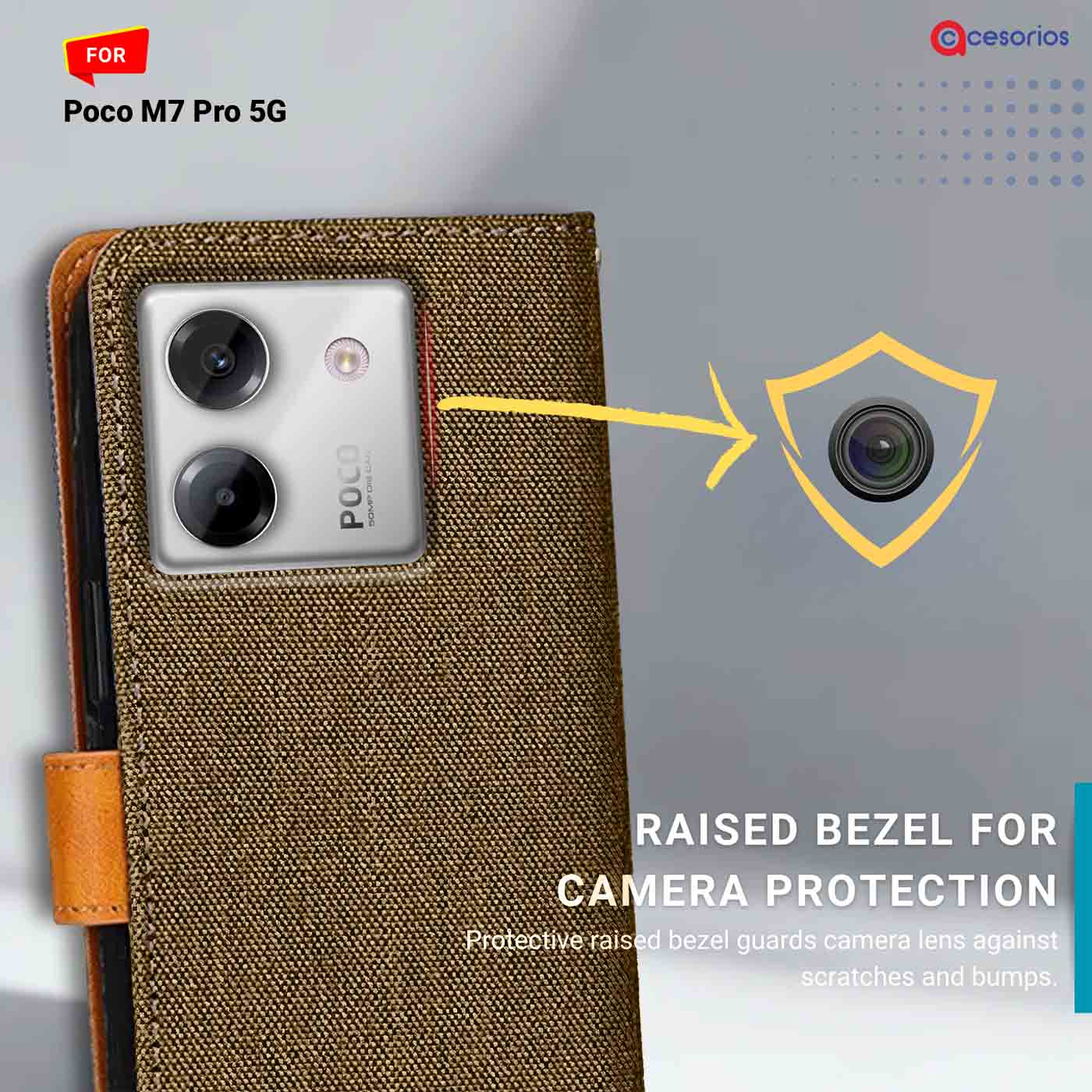 Accesorios Poco M7 Pro 5G denim flip cover – Dark Brown – Image 2 #color_dark b