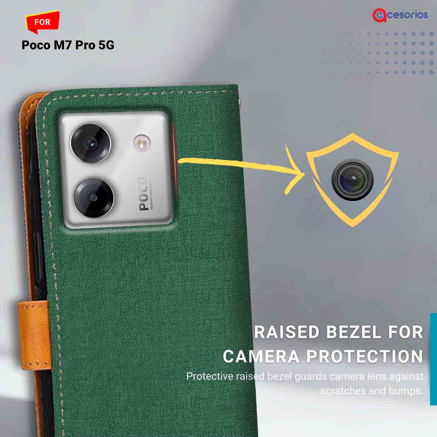 Canvas & Suede back panel — Poco M7 Pro 5G in Green mobile case