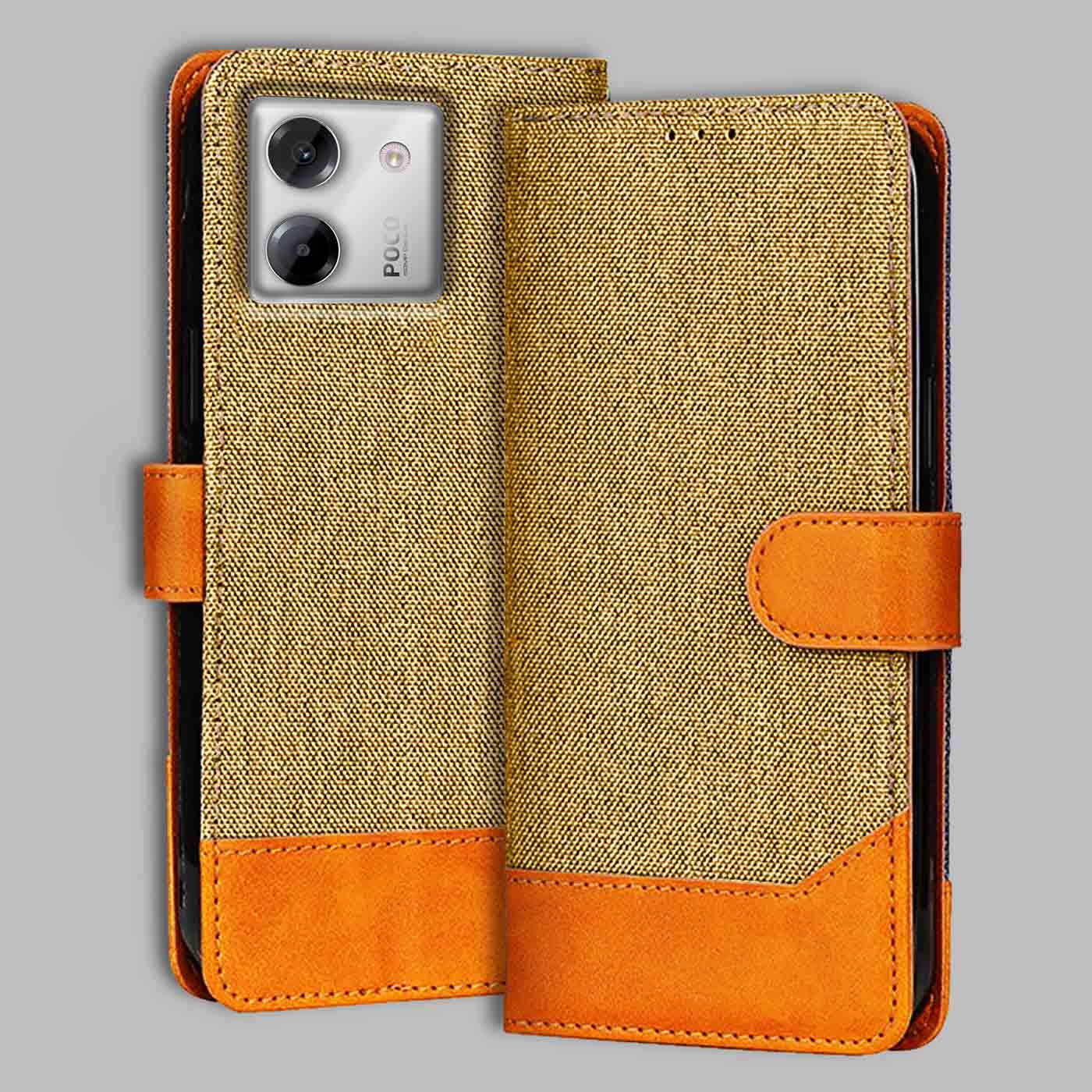 Accesorios Poco M7 Pro 5G denim flip cover – Light Brown – Image 1 #color_light b