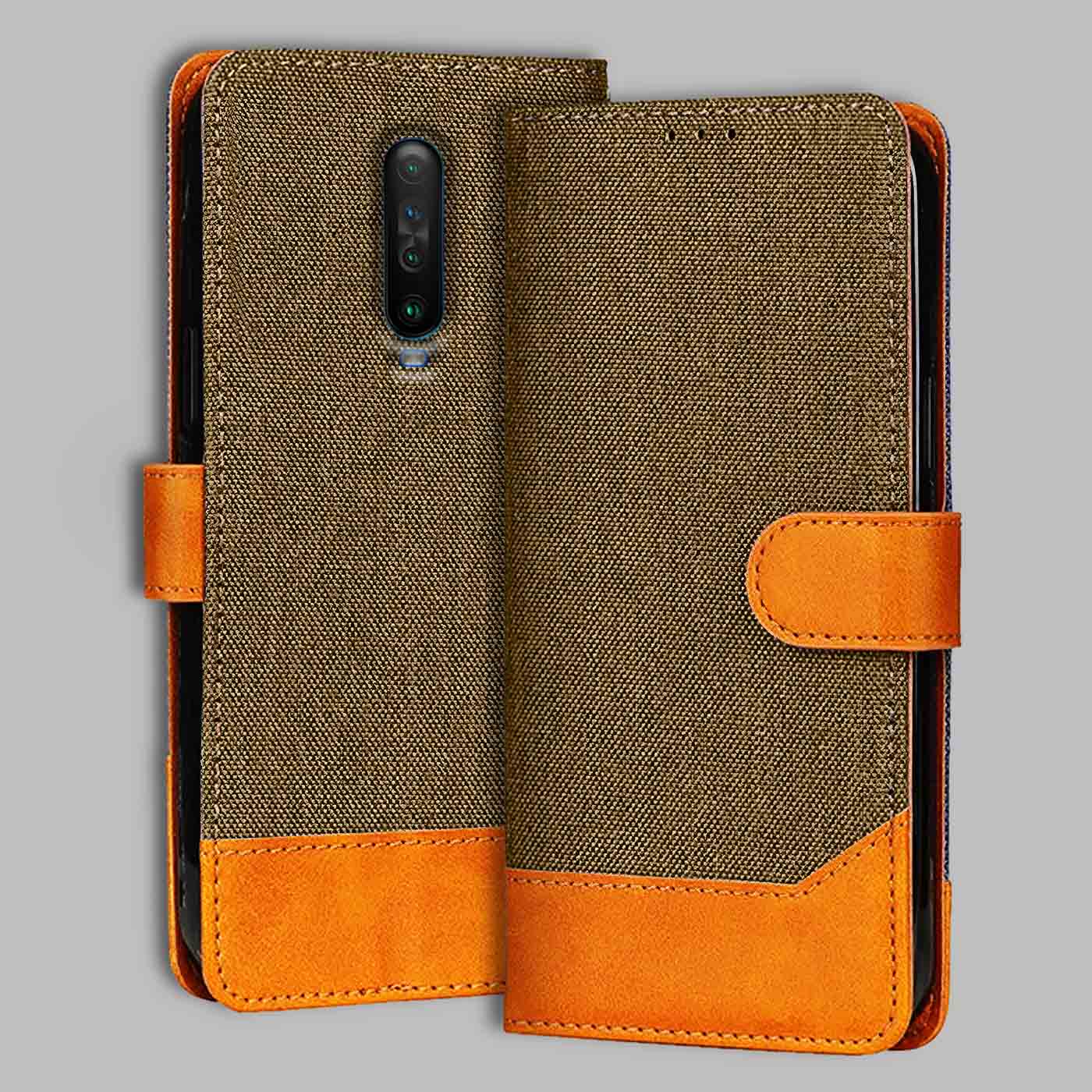 Accesorios Poco X2 denim flip cover – Dark Brown – Image 1 #color_dark b