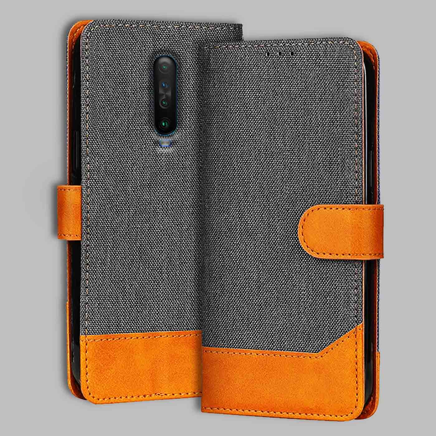 Accesorios Poco X2 denim flip cover – Grey – Image 1 #color_
