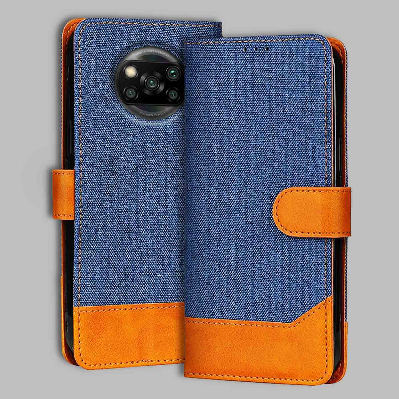 Accesorios Poco X3 denim flip cover – Blue – Image 1 #color_
